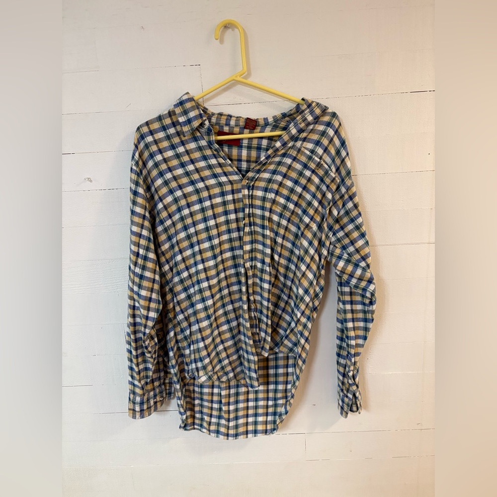 Vintage Arnie Plaid Button Front Shirt Large 100% Cotton Hong Kong Made